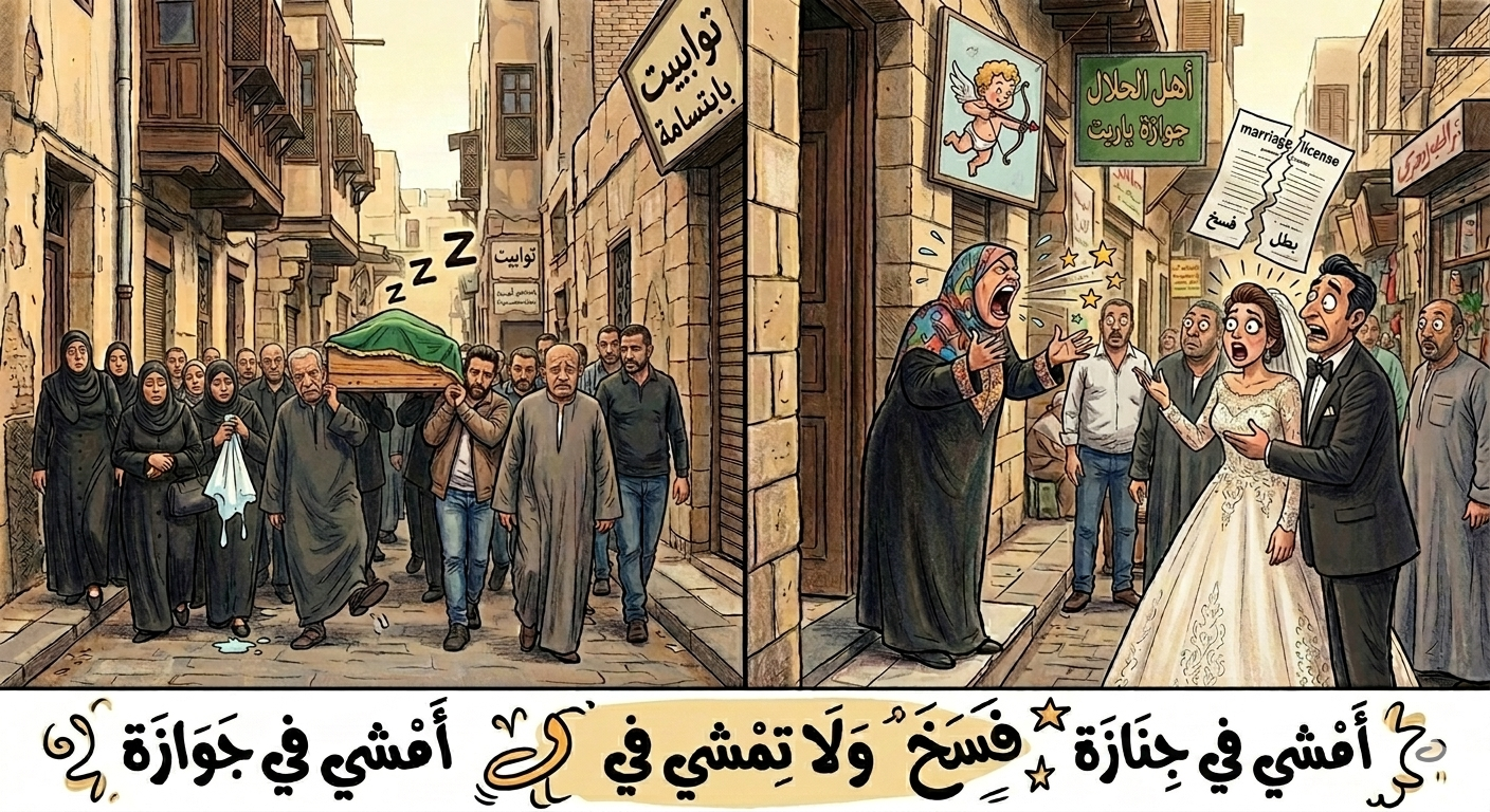 المثل الشعبى المصرى أمشى في جنازة، ولا تمشي في جوازة